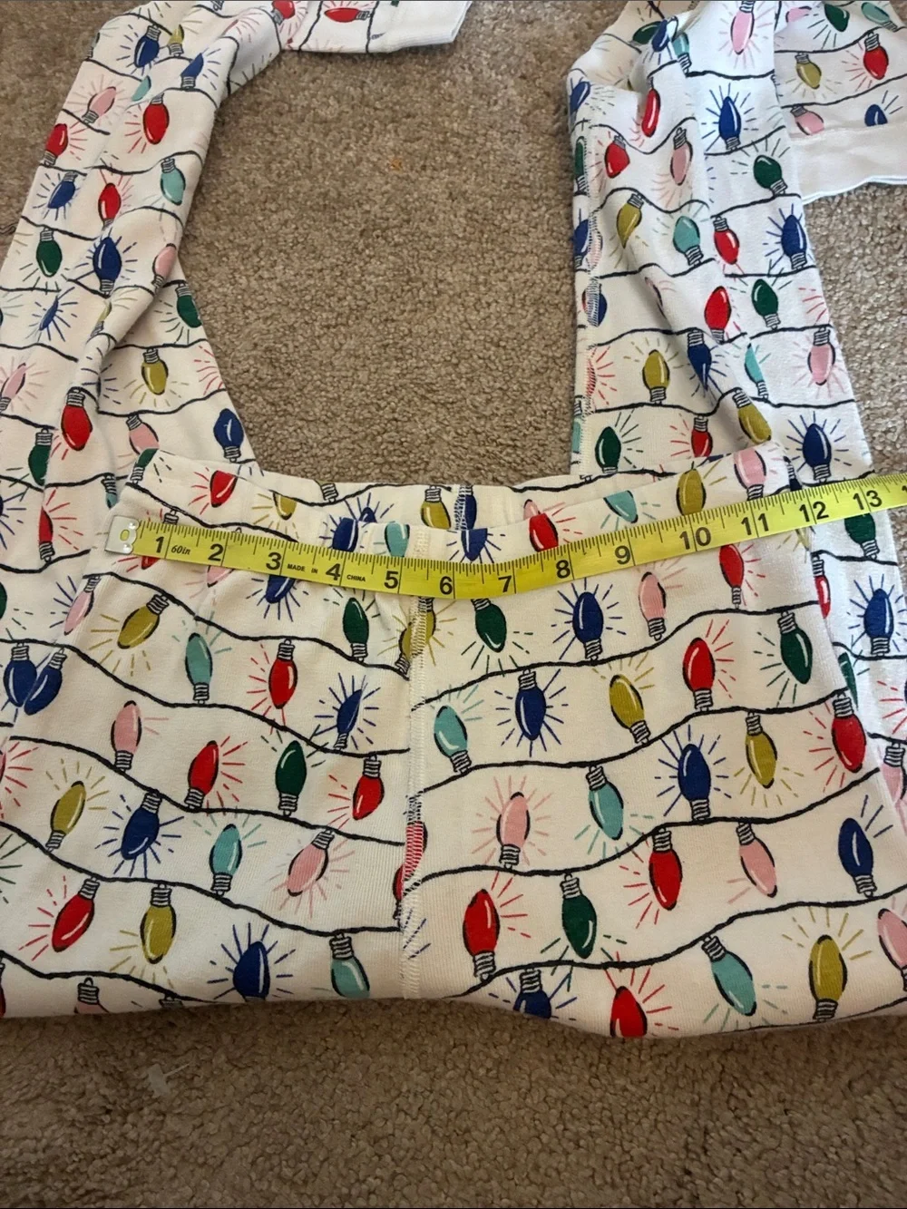Kids Hanna Andersson White Holiday Light Print Pajama Set size 14